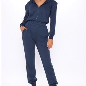 Keep it Chill Shoulder Pad Sweat Jumpsuit Medium